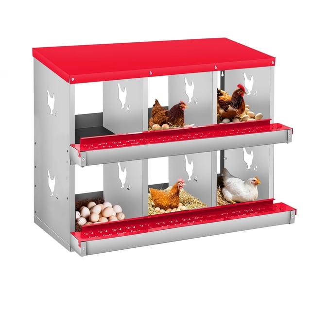 GloryStar Chicken Nesting Box with Large Vented Hole – Metal Egg Laying Boxes with Organized Compartments for Chickens That Support Everyday Egg Collection in the Coop and Provide a User-Friendly