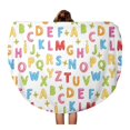 thumbnail image 1 of JSDART 60 inch Round Beach Towel Blanket Colorful Abstract ABC Letters Alphabet Book Butterfly Character Children Travel Circle Circular Towels Mat Tapestry Beach Throw, 1 of 2