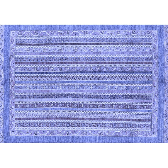 Ahgly Company Machine Washable Indoor Rectangle Oriental Blue Modern Area Rugs, 3' x 5'