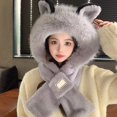 thumbnail image 4 of Womens Winter Hats Fox Hat Grey Beanie Scarf For Women Winter Running Hats For Women, 4 of 4