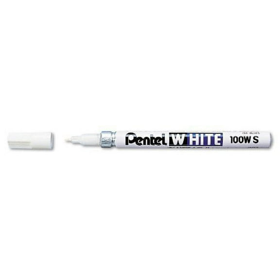 Pentel Permanent Marker, White, Fine Point, 1-Pack (100W-S), 4 Packs