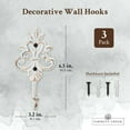 thumbnail image 4 of Set of 3 Cast Iron Wall Hooks, French Country Farmhouse Design, Includes Screws and Anchors (6.5 In, White), 4 of 10