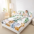 thumbnail image 4 of Feelyou Magic Dragon Animal Full Size Sheets for Kids, Hippo Zebra Wildlife Bed Sheets, Green Leaf Plant Sheet Sets, Microfiber Bedroom Decor, 4-Piece, 4 of 7
