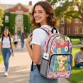thumbnail image 3 of ZIATUBLES Clear Backpack 17 Inch, Heavy Duty Fabric & PVC Transparent Bookbag for Boys Girls, Donut Giraffe Sweet Treat Print See Through Backpack for School and Security, 3 of 7