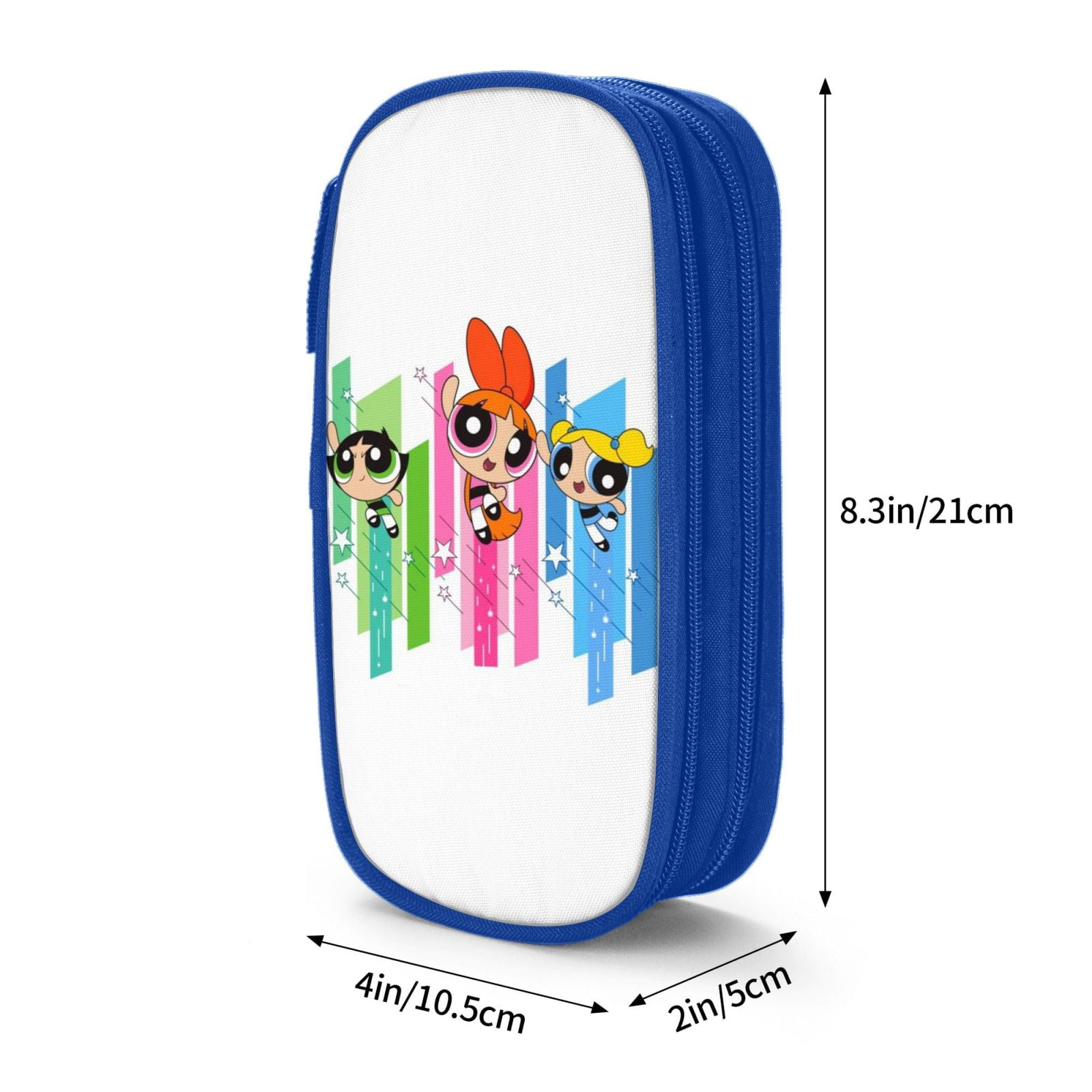 The Powerpuff Gi-rls Pencil Case Large Capacity Pencil Pouch Penbag Office Stationery Organizer Travel Makeup Bag Blue