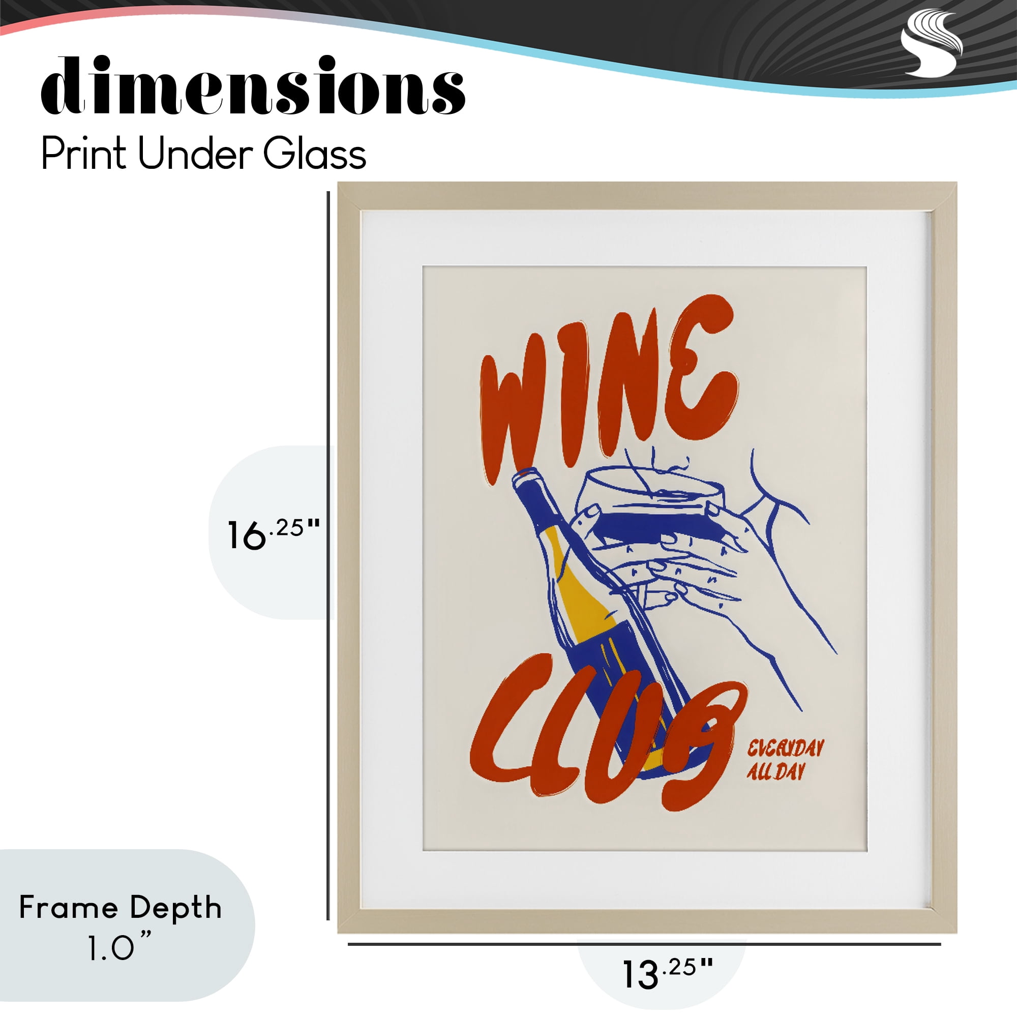Stupell Industries Wine Club Every Day Birch Framed Print Under Glass, design by The Prints Vibe