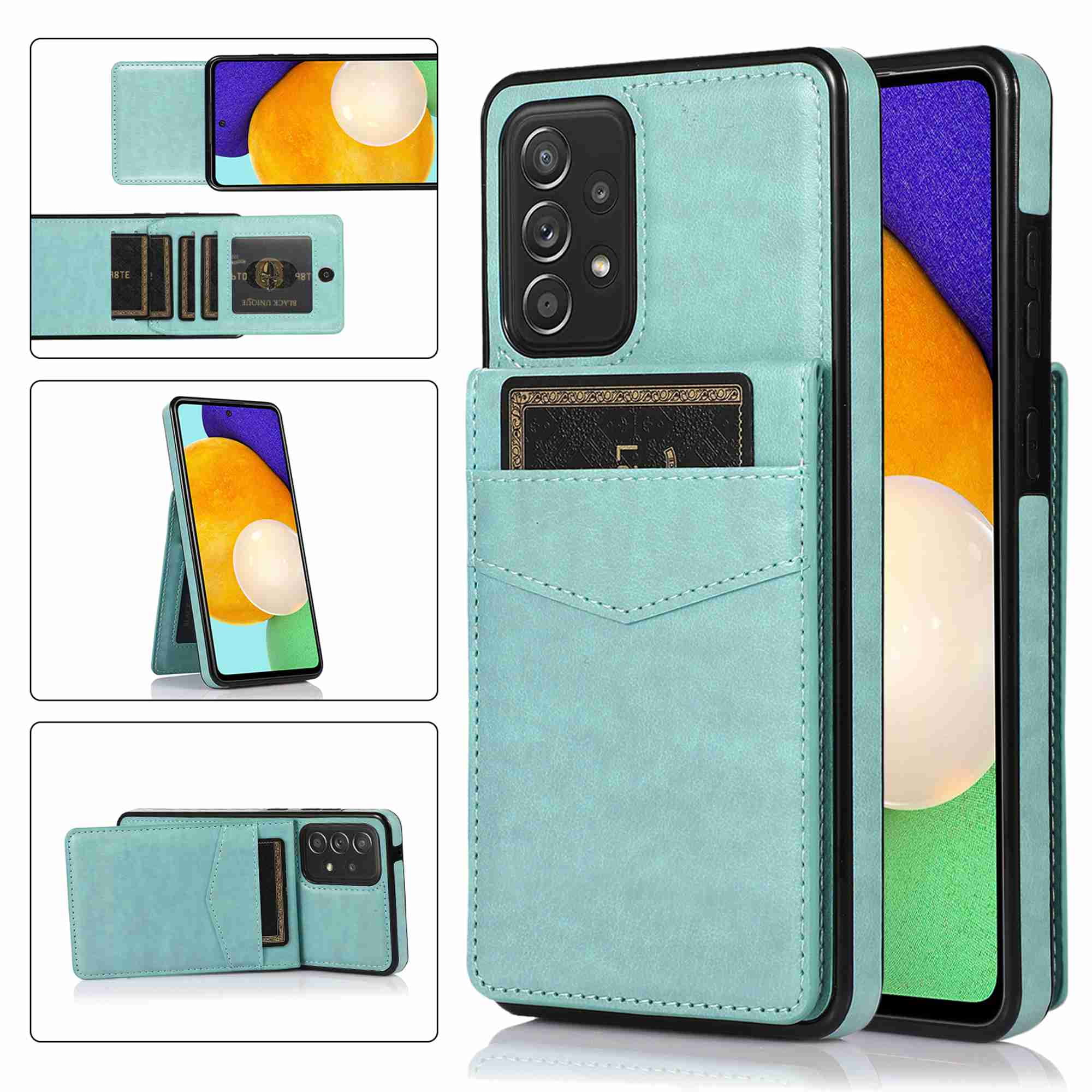 Black Samsung A52 5g Case Wallet,Glitter Zipper Leather Shockproof Protective Cover for Women with Card Holder Stand Flip Magnetic Phone Case for Samsung A52 5G