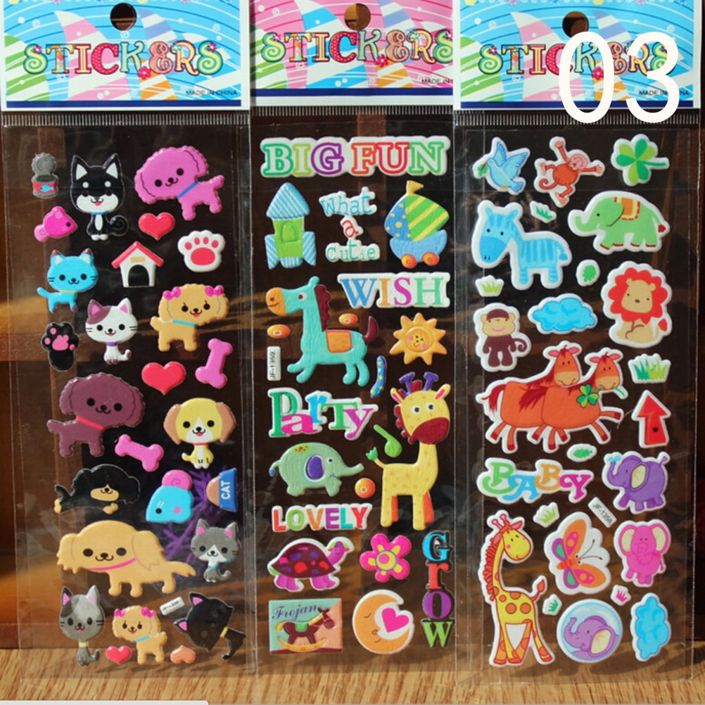 3D Cartoon Kids Bubble Stickers Classic Toys Sticker Rewad School