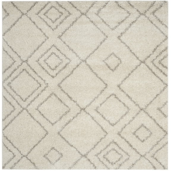 SAFAVIEH Arizona Basil Geometric Shag Area Rug, Ivory/Beige, 8' x 8' Square