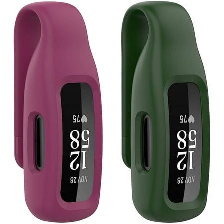2 Pack Compatible for Fitbit Inspire 2 Clips with Steel Sheet Solid Color Silicone Inspire Accessory Clip Wine Red Lavender Walmart