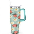 thumbnail image 2 of Strawberry 40 Oz Tumbler with Handle Lid and Straw, Stainless Steel Double Walled Vacuum Insulated Cup, Cute Anniversary Wedding Birthday Gifts Tumbler for Women Men Friends Outdoor Indoor, 2 of 7