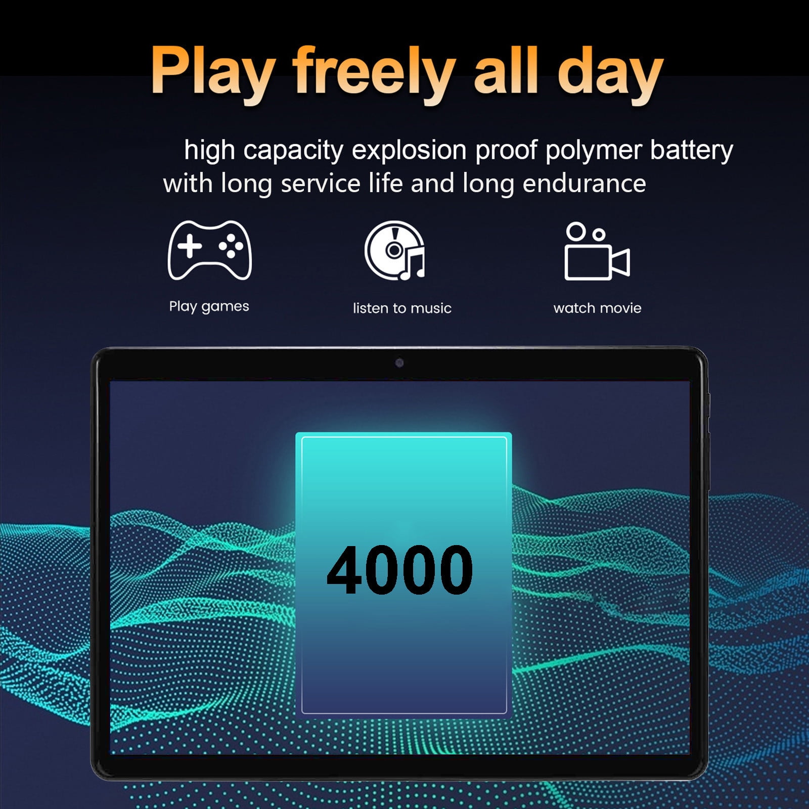 10.1-inch Android Tablet, MTK6592A 8-Core Processor, 1GB RAM, 16GB Storage, 2MP Rear Camera, SIM Support, WiFi, Bluetooth, Android 5.1