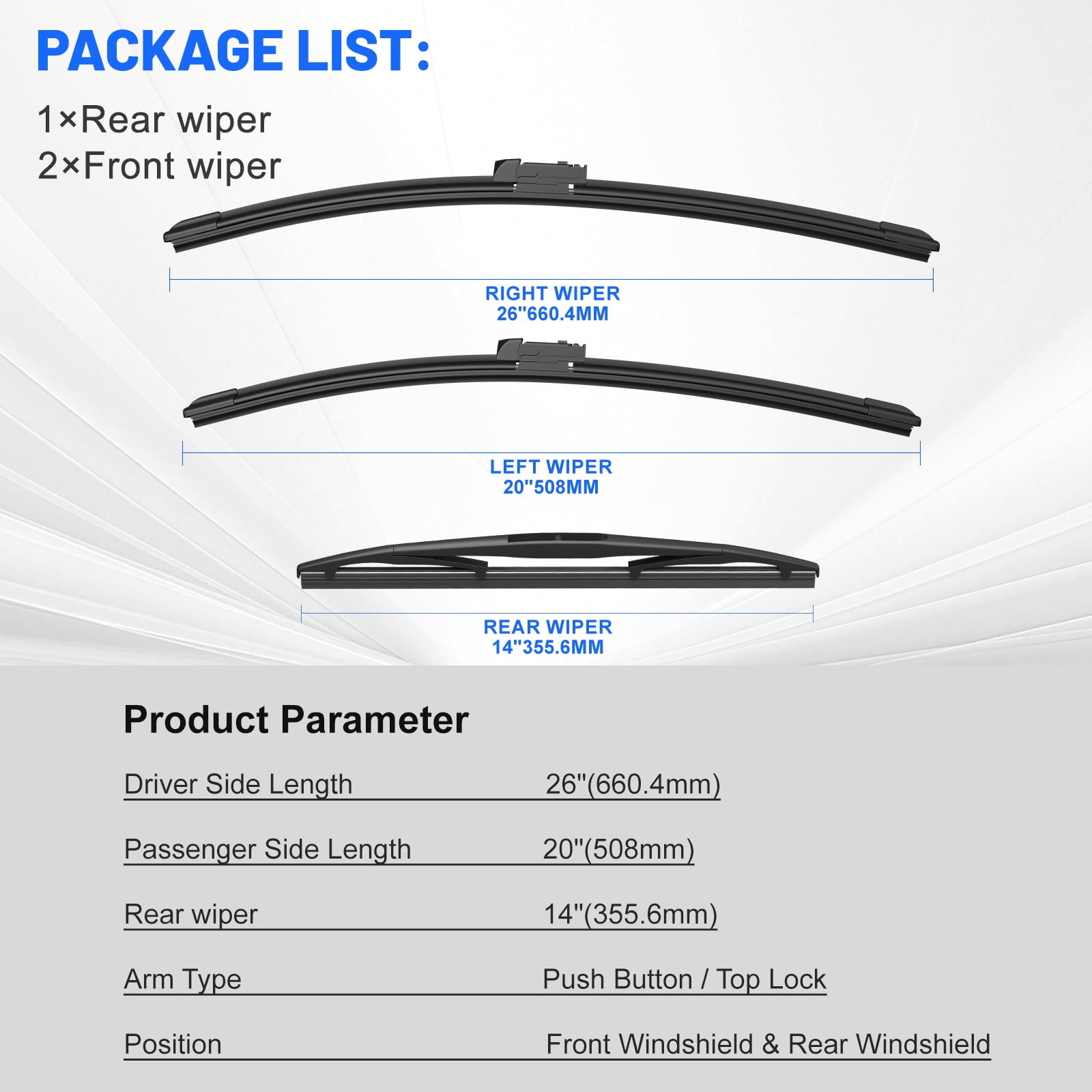 VYAOP Windshield Wipers Replacement for 2019-2023 Subaru Ascent OEM Quality All Season Wiper Blades 26" 20" 14" (3 Pack)
