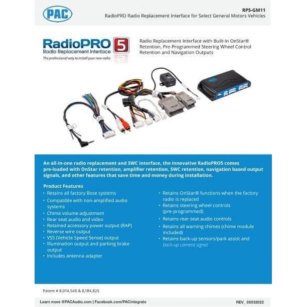 PAC RadioPro RP5-GM11 Radio Replacement Interface With Built-In