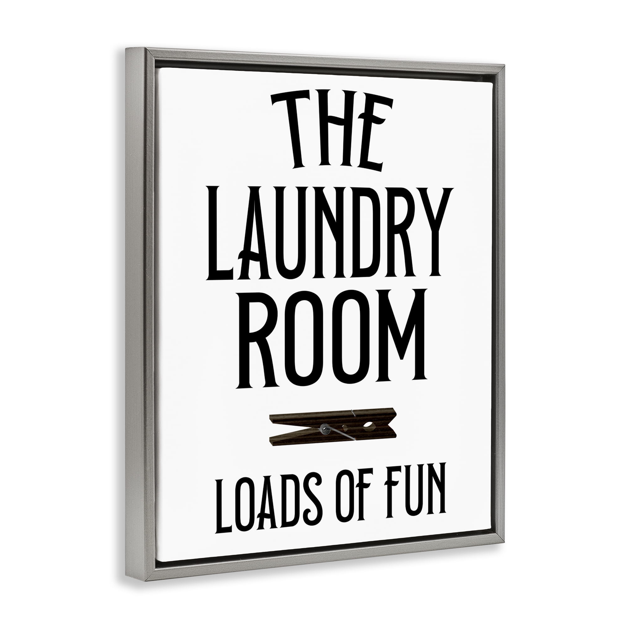 Loads Of Fun Clothespin Gray Framed Floater Canvas Wall Art, design by Kim Allen