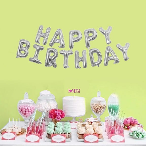 cpengpj 16in Beautiful Happy Birthday Balloons Banner, Letters Birthday Sign Banner Balloon Reusable Material for Girls Boys Kids & Adults Birthday Decorations