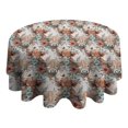 thumbnail image 4 of Lightgray Highland Cow Flower Pattern Round Tablecloth 60"x60",Wrinkle Wipeable Table Cloth for Kitchen Dining Room Picnic Patio Party, 4 of 6