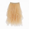 thumbnail image 6 of mgoYE Women's Tulle Tutu A-line Midi Skirt Tiered Layered High Elastic Waist Ballet Prom Party Irregular Mesh Skirt(Beige,XL), 6 of 7