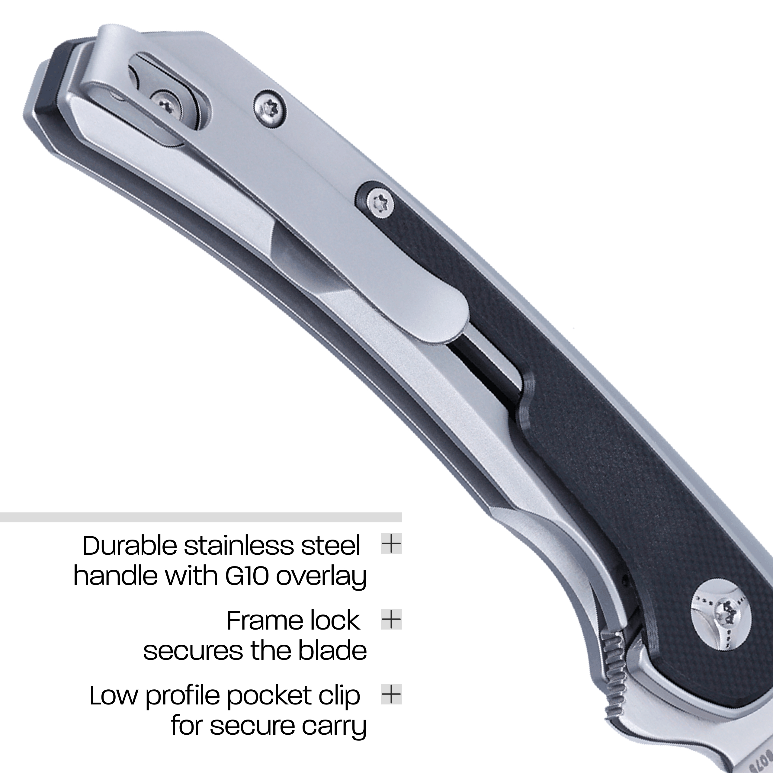 CRKT Padawan Everyday Carry EDC Pocket Folding Knife with Frame Lock: 14C28N Plain Edge Blade, Stainless Steel w/G10 Overlay Handle, Pocket Clip, 6075