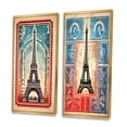 thumbnail image 3 of Designart "Stamp Illustration of Eiffel Tower in Paris II" City Paris Framed Wall Art Set Of 2 - Traditional Blue Frame Gallery Set For Office Decor, 3 of 6