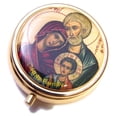 thumbnail image 2 of Gold Plated Pill case or Box with The Holy Family enameled on The Box, 2 of 5