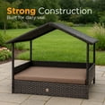 thumbnail image 3 of Huntley Pet Rattan Wicker Indoor Outdoor Cabana Raised Pet Bed with Canopy, Weather Proof Cushion Cover, 3 of 7
