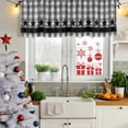 thumbnail image 6 of Gray Black Plaid Valances for Windows, Decorative Rod Pocket Window Valance Curtains, Vintage Star Greyish Buffalo Lattice Short Curtain Drapes for Kitchen/Living Room, 2 Panels, 60" W x 18" L, 6 of 8