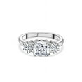 thumbnail image 2 of Dash Jewelry 14k White Gold Plated 2 Ct Princess Cut VVS1/D Moissanite Engagement Ring - Three Stone Design Ring - Celebrate Your Love Story with This Beautiful Halo Moissanite Ring, 2 of 3
