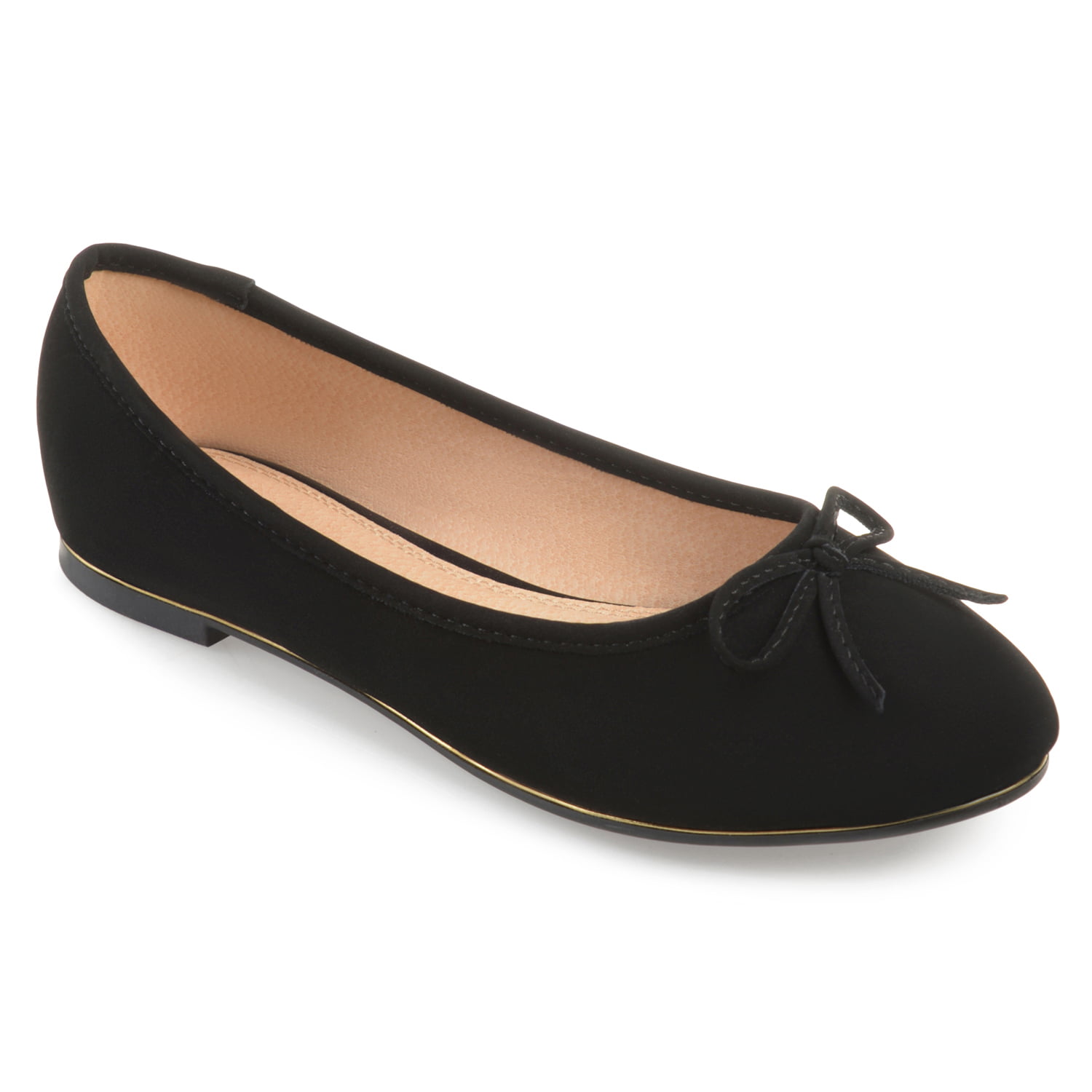 Brinley Co Womens Corky Bow Detail Wide Width Ballet Flats