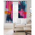 thumbnail image 2 of Pink Teal Black Blackout Curtains for Bedroom/Living Room, Thermal Insulated Kitchen Curtains, Modern Oil Painting Contemporary Grommet Darkening Window Treatment Drapes 52"x72"x2, 2 of 8