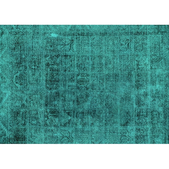 Ahgly Company Machine Washable Indoor Rectangle Abstract Turquoise Blue Modern Area Rugs, 7' x 9'