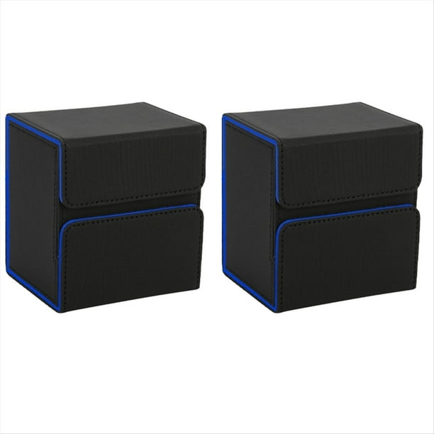Caja de Almacenamiento Portátil de Juegos de Mesa, Protector de Tarjeta, Caja de Almacenamiento de Gran Capacidad Negro + Azul