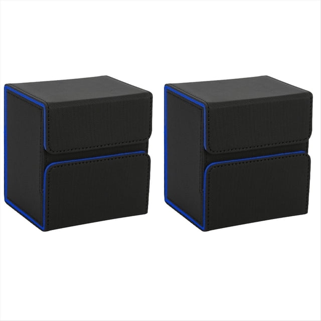 Caja de Almacenamiento Portátil de Juegos de Mesa, Protector de Tarjeta, Caja de Almacenamiento de Gran Capacidad Negro + Azul