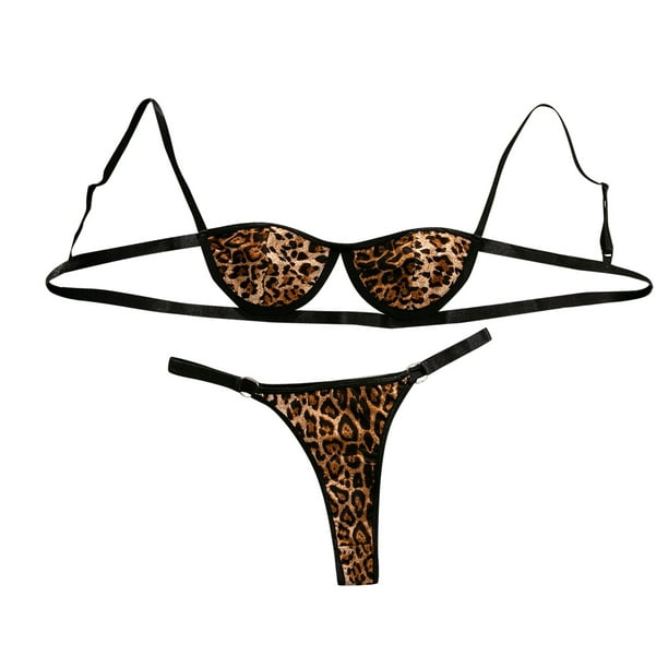 DPTALR Women Leopard Print Push-up Swimsuit Swimming Swimwear Sex Lingerie  Set 