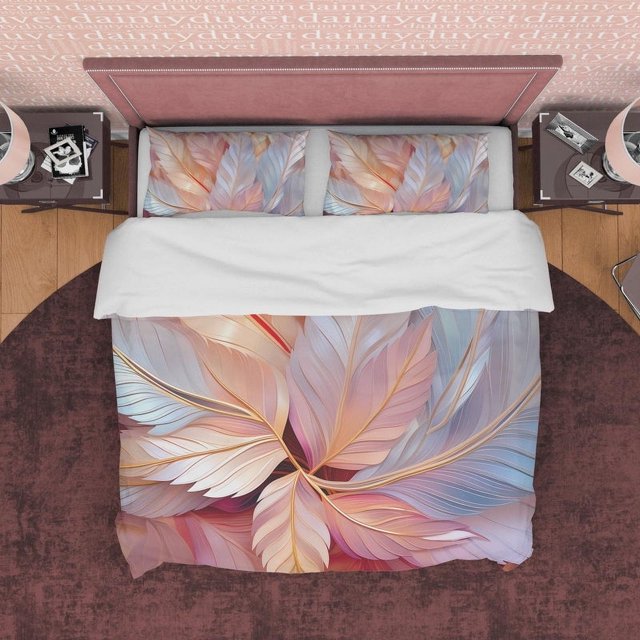Holográfico Cristal Como Juego de Cama Boho Funda Nórdica, Hoja Funda de edredón, Galaxy