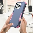 thumbnail image 6 of ELEHOLD Hybrid Case for iPhone 16 Plus 6.7" Rugged Shockproof Anti-Scratch Anti-Fingerprint Protective Hard PC Cover Support Wireless Charging for iPhone 16 Plus -Blue+Pink, 6 of 6