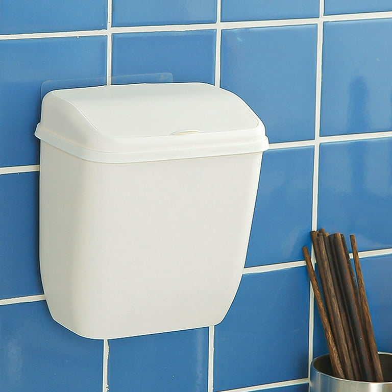 Wall-Mounted Rubbish Bin Hanging Trash Can Wastebasket for Bathroom Kitchen  Multifunctional 