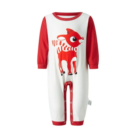 

Eyicmarn Casual Family Parent-child Pajamas Cute Deer Snowflake Print Tops and Trousers Home Clothes Set