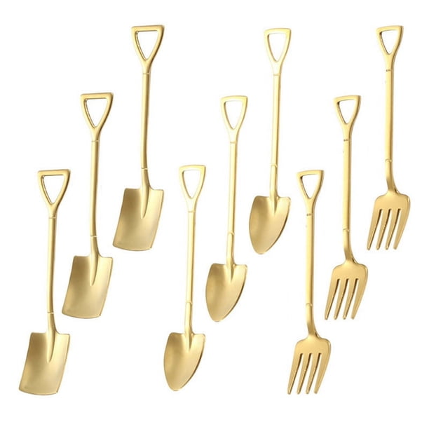 21 piezas de cuchara de pala de acero inoxidable, cuchara de té, cuchara de café, cuchara de postre para helado, vajilla, cuchillo, tenedor, cuchara, A