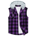 thumbnail image 3 of Chiccall Mens Flannel Shirts Button Down Sleeveless Drawstring Plaid Hoodies with Chest Pockets Stylish Summer Tops, 3 of 5