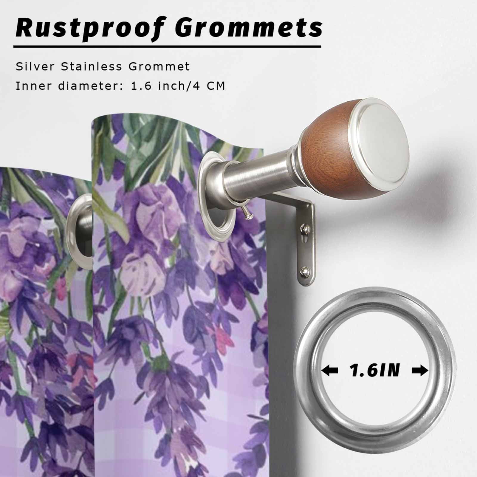 Outdoor Curtains for Patio Waterproof, Purple Lavender Outdoor Privacy Panels Grommet, Spring Watercolor Wildflowers Plant Plaid Blackout Outside Curtains for Porch/Cabana 54"x84", 2 Panels