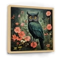 thumbnail image 2 of Designart "Emerald Matisse Owl in Green and Pink" Animals Framed Wall Art - Traditional Green Owl Living Room Framed Canvas Art, 2 of 6