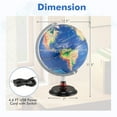 thumbnail image 3 of Gymax 12'' Illuminated World Globe w/Raised Relief LED Lights & Time Zone Non-Slip Base Navy, 3 of 10
