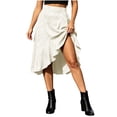 thumbnail image 4 of Women's High Waisted Skirts Asymmetrical Ruffle Flowy Business Casual Work Midi Skirt White XXL(XXL), 4 of 8