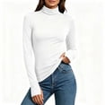 thumbnail image 2 of Chiccall Women's Turtleneck Long Sleeve Base Layer Top, Stretchy Slim Fit Thermal Shirt with Thumb Holes for Fall Winter Layering, 2 of 10