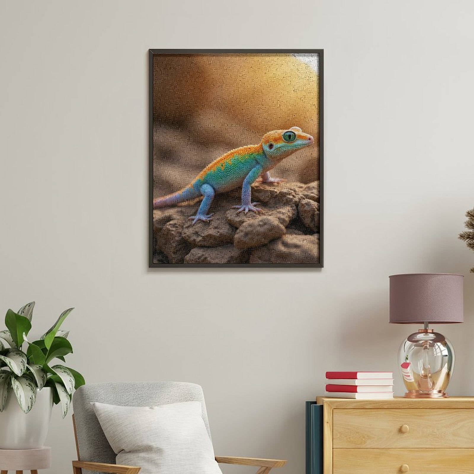 Paint by Numbers Kit for Adults, Colorful Lizard On Rocks Paint by Numbers, Easy Paint by Numbers Kit for Adults Beginner, DIY Adult Paint by Number Kits on Canvas, Home Decor