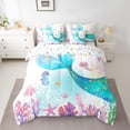 thumbnail image 2 of Castle Fairy Sea Mermaid Twin Bedding Sets,Ocean Seahorse Jellyfish Bedding Comforter Set, 2 of 8