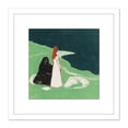 thumbnail image 1 of Munch Two Women On The Shore Reproduction Woodcut 8X8 Inch Square Wooden Framed Wall Art Print Picture with Mount, 1 of 4