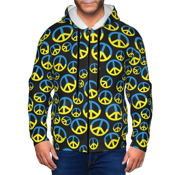 Zip Up Hoodies for Men - peace sign flag Long Sleeve Comfrt Men'S Fashion Hoodies & Sweatshirts, Jackets for Men Hoodies Pullover Clothing Clothes with Pouch