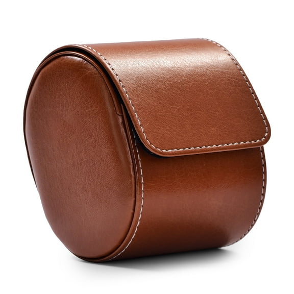 Oirlv Single Watch Roll for Men Premium PU Leather Watch Roll Travel Case‌ Secure Organiser, Watches Display Storage, Brown